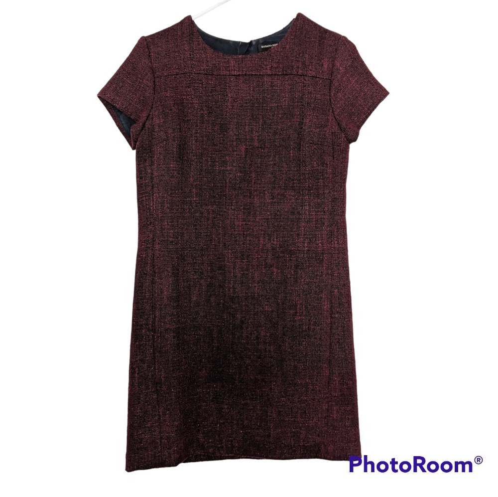 Banana Republic maroon tweed sheath dress size 2